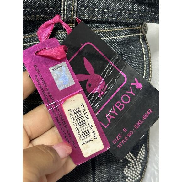 Playboy Y2K Denim Vest Deadstock Embroidered Rhinestone Size Small Jean 2007 - Picture 4 of 9